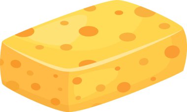 Sağlıklı ve besleyici bir süt ürününü temsil eden, yemek pişirmek ve atıştırmak için ideal, beyaz arka planda bir sürü deliği olan lezzetli sarı peynir bloğu.