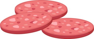 Bu klasik şarküteri etinin pembe rengini ve pürüzsüz dokusunu vurgulayarak temiz beyaz arka planda görsel olarak baştan çıkarıcı bir düzenleme oluşturan üç kesme bolonya sosisi.