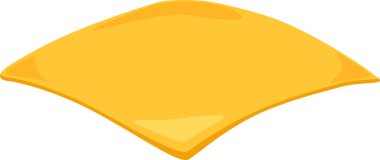 Elmas ya da eşkenar dörtgen şeklinde tek bir dilim sarı işlenmiş peynir yerleştirmek yiyeceklerle ilgili tasarım ve çizimler için mükemmel, görsel olarak çekici ve basit bir görüntü yaratır.