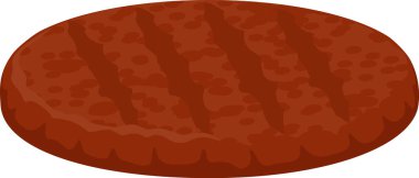 Lezzetli ızgara burger köftesi, belirgin ızgara işaretleri, klasik bir Amerikan mutfak zımbası temsil ediyor, bir hamburgerde servis edilmeye hazır ya da tek başına eğlenmeye hazır.