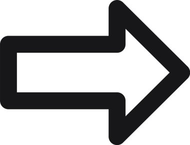 Yuvarlak köşeli sade siyah ok, yönü ve ilerlemeyi etkili bir şekilde sembolize ediyor, çeşitli tasarım projeleri ve dijital arayüzleri geliştirmek için mükemmel.