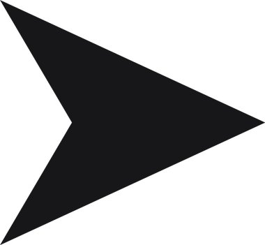 Temiz beyaz bir arkaplanı işaret eden basit bir siyah ok, yön ve ilerleme için net bir sembol, yön bulma ve kullanıcılara yol göstermek için mükemmel