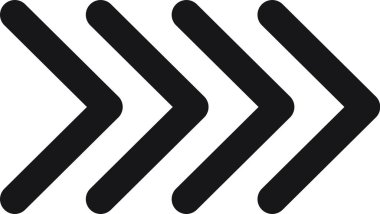 Sağı gösteren üç kalın siyah ok güçlü bir yön ve ileri momentum hissi yaratır, temiz, modern beyaz bir arkaplan üzerine kurulur.