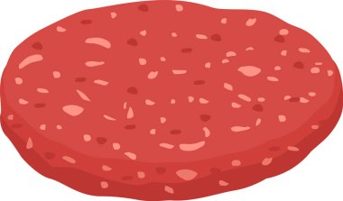 Hamburger için kırmızı et köftesi görünür baharatlar ve yağ, temiz beyaz bir zemin üzerinde dinleniyor, pişirmeye ve lezzetli bir yemeğe dönüşmeye hazır