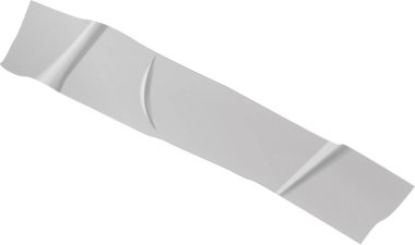 Kırışmış beyaz bant parçası beyaz arka planda dinleniyor ve geniş bir kopya alanı sağlıyor. Çeşitli yaratıcı projeler için düzeltme, paketleme ve ekleme temaları için ideal