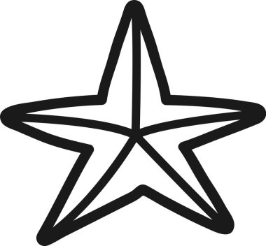 Basit siyah-beyaz beş köşeli yıldız parlak, cesur ve grafik bir tasarım ile ışıldıyor, her projeye bir dokunuş eklemek için mükemmel.