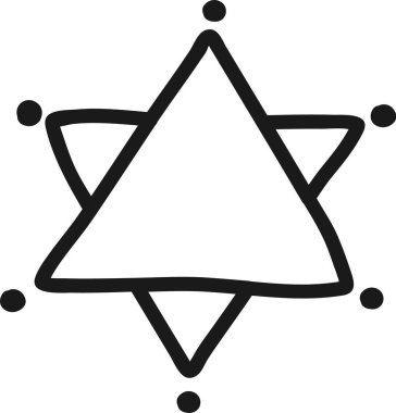 Her noktasında noktalar olan altı köşeli yıldız, Yahudi kimliğini, dini ve kültürünü sembolize ederek Yahudiliğin basit ama anlamlı bir temsilini oluşturdu.