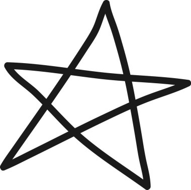 Derecelendirme, değerlendirme, kalite ve müşteri memnuniyetini temsil eden beş köşeli basit bir yıldızın çocuksu çizimi