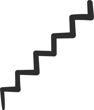 Basit, siyah el çizilmiş merdiven simgesi beyaz arka planda izole, büyümeyi, ilerlemeyi ve iş, kariyer veya kişisel gelişimi sembolize eder.