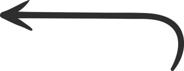 Basit, siyah, elle çizilmiş ok sol tarafı işaret ediyor, zarifçe kıvrılmış bir çizgi içeriyor. Yaratıcılığın dokunuşuyla çeşitli tasarım projelerini ve sunumları geliştirmek için mükemmel bir şekilde uygun.