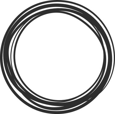Birkaç eşmerkezli düzensiz siyah çizgiden oluşan soyut dairesel şekil logo veya grafik tasarım elementi için uygun bir spiral etki yaratır