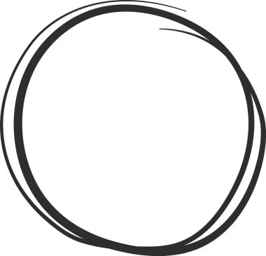 Beyaz arkaplana çizilmiş çift kusurlu siyah daireler mesajlar ve logolar için benzersiz bir çerçeve oluşturur, ham, organik bir hissi olan el yapımı, sanatsal bir tasarımı vurgular.