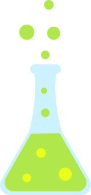 Erlenmeyer şişesinde bulunan yeşil ve sarı köpüren sıvı, eğitim veya araştırmayla ilgili projeler için mükemmel bir kimyasal reaksiyon veya bilimsel deneyi temsil eder.