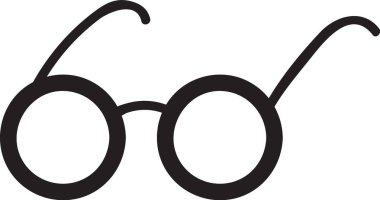 Yuvarlak camların basit siyah ve beyaz vektör çizimi, eğitim, okuma ve görme ile ilgili çeşitli projeler için uygun görme, zeka ve bilgiyi sembolize eder.