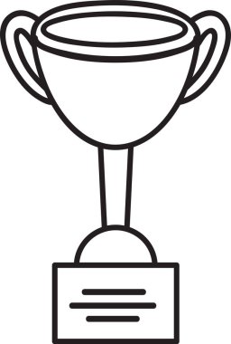 Özelleştirilebilir metin için boş etiketli bir üste duran, zaferi, başarıyı ve tanınmayı temsil eden, bir kupa kulplu basit bir resim çizimi.