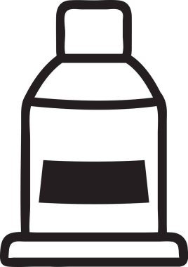 Bir güzellik ürünü kabının basit, minimalist çizimi cilt bakımını, saç bakımını veya diğer kozmetik ürünleri temsil etmek için idealdir. Ürünlerin ambalaj ve markalaşma potansiyelini vurgular.