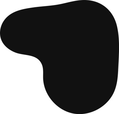 Pürüzsüz, kıvrımlı siyah şekil soyut bir organik leke oluşturuyor, modern ve çağdaş projeler için ideal bir sıvı tasarım elementi olarak hizmet veriyor, görsel çekiciliği ve yaratıcılığı artırıyor