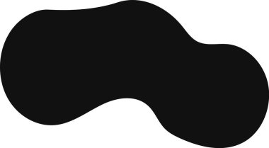 Basit minimum yatay siyah düzensiz soyut organik damlacık şekli modern grafik tasarım elementini temsil eden düz beyaz bir arkaplan üzerinde akıyor.