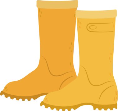 Yan yana duran bir çift parlak sarı lastik bot, açık hava maceralarına hazırlık ve yağmurlu günlere karşı korunmayı simgeliyor, bahçe ve çiftçilik faaliyetleri için mükemmel.