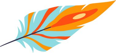 Karmaşık desenleri ve yumuşak dokusu olan renkli tüy hafifliği, uçuşu ve egzotik güzelliği temsil eder, doğa, moda ve tasarım projeleri için uygundur.