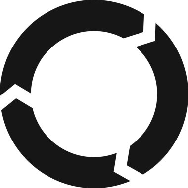 Saat yönünde dönen üç ok, modern, minimalist tarzda bir iş akışı, işletme işlemleri veya yinelemeli gelişimi temsil eden kusursuz bir döngü oluşturur.