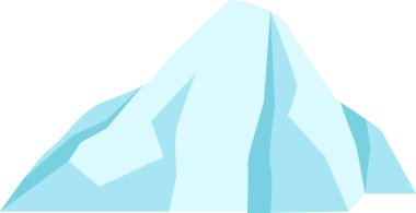 Düz beyaz arka planda yükselen açık mavi dağ zirvesi, doğa, tırmanma, yürüyüş, meydan okuma ve başarı gibi kavramları temsil eder.