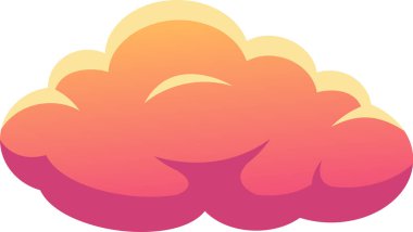 Açık mavi gökyüzünde zarif bir şekilde süzülen çizgi film bulutu canlı renkler ve hayal gücü ve neşeyi çağrıştıran yumuşak, yuvarlak bir şekille rüya gibi bir atmosfer yaratıyor.