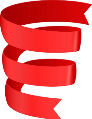 Dört parlak kırmızı kurdele kıvrılıyor ve beyaz arka plana karşı dikey spiral bir şekil oluşturuyor. Kutlama, dekorasyon ve festival etkinlikleri kavramlarını aktarıyorlar.