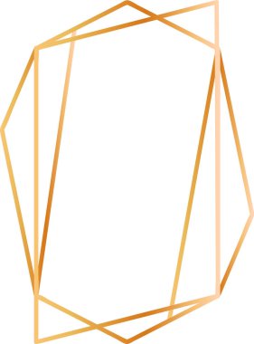 Beyaz arkaplan üzerinde bir sınır oluşturan altın gradyan renk düzensiz çokgen çerçeve, zarif ve modern tasarımlar, davetiyeler, posterler, sosyal medya paylaşımları için ideal