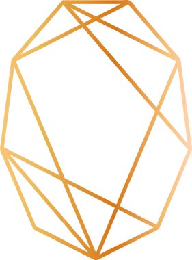 Soyut geometrik bir şeklin altın gradyanı, birden fazla kenarı olan, temiz beyaz arka plan üzerinde zarif ve modern bir tasarım unsuru oluşturan, minimalist veya çağdaş projeler için idealdir.
