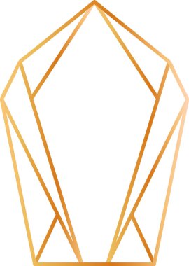 Soyut elmas şekli oluşturan altın çizgiler, modern ve zarif tasarım projeleri için mükemmel, temiz beyaz bir arkaplan karşısında, gradyan renginde çarpıcı bir görüntü oluşturur.