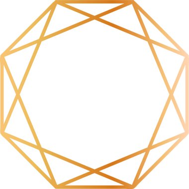 Altın Decagon çerçevesi geometrik bir model oluşturuyor, zarif ve modern tasarımlar için ideal, karmaşık çizgileri ve sıcak metalik renkleriyle sofistike bir görsel cazibe yaratıyor.