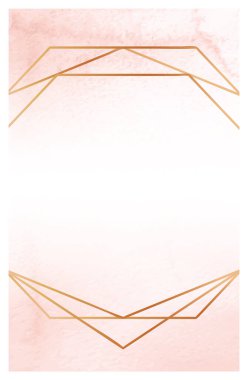 Pembe suluboya yıkama, zarif bir çerçeve oluşturan parlak altın geometrik çizgilerle güçlendirilmiş yumuşak ve romantik bir zemin sağlar. Davetiyeler, duyurular veya sanatsal kompozisyonlar için mükemmeldir.