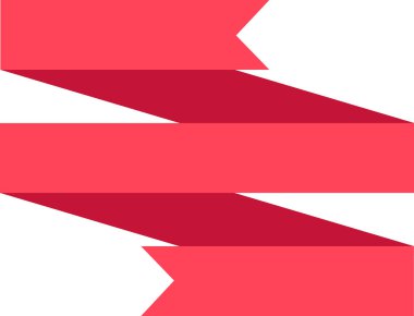 Kırmızı kurdele, temiz beyaz bir arkaplan karşısında zarif bir zikzak deseni oluşturuyor, çeşitli etkinlikler ve etkinlikler için şenlik ve kutlama tasarımlarını geliştiriyor.