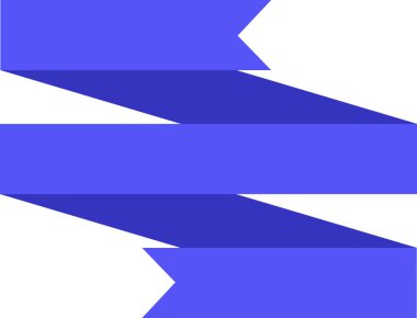 Üç mavi kurdele zigzag deseni oluşturarak temiz beyaz bir arkaplan karşısında zarif bir tasarım unsuru oluşturur ve görsel temasla çeşitli projeleri geliştirir.