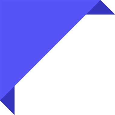 Beyaz arkaplanı bölen mavi köşe yer imi metin veya tasarım ögesi için kopyalama alanı yaratıyor, işaretleme sayfaları için basit ama etkili tasarım