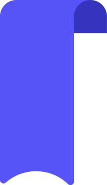 Yuvarlak köşeleri aşağı bakan yer imi, mavi renk ve beyaz arkaplan ile basit vektör illüstrasyonu, eğitim veya okumayla ilgili projeler için ideal