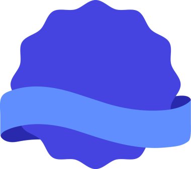 Mavi dalgalı kurdele, mavi boş bir yıldız patlaması rozetinin etrafına dolanmış, özel metin veya tasarım eklemek için mükemmel bir alan yaratıyor, pazarlama ve markalaşma için ideal.
