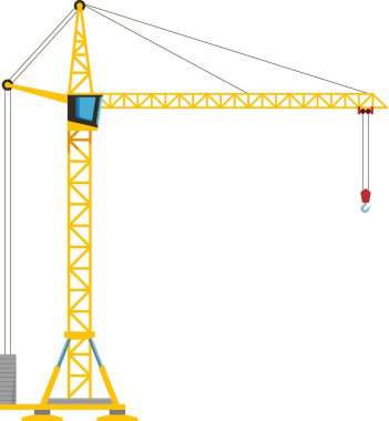 İnşaat alanındaki inşaat malzemelerini kaldıran kule vinci, yüksek binalar inşa etmekte kullanılan ağır makineler, inşaat ekipmanlı endüstriyel arka plan