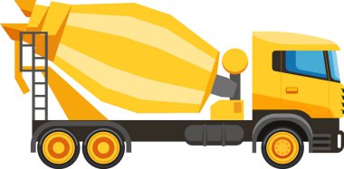 İnşaat alanına beton taşıyan sarı çimento karıştırıcı kamyon, çeşitli projeler için inşaat malzemelerinin verimli bir şekilde teslim edilmesini sağlıyor