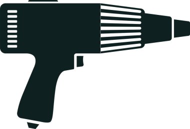 Profesyonel ısı silahı sıcak hava üfleme, çeşitli materyalleri ısıtmak ve şekillendirmek için endüstriyel araç, beyaz arka planda izole vektör çizimi