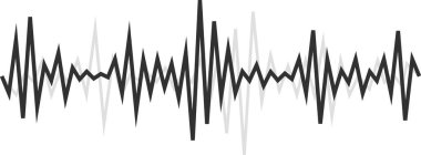Dalgalanan siyah ve gri dijital ses dalgaları, modern ve dinamik bir tasarımla müzik, ses ve çeşitli sesleri temsil eden soyut bir ses dalgası yaratır.