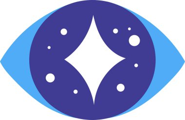 Gözün parlak öğrenci ve beyaz noktalı basit vektör çizimi görme, bakım ve sağlığı sembolize eder, sağlık hizmetleri veya göz hekimi işletmeleri için idealdir.