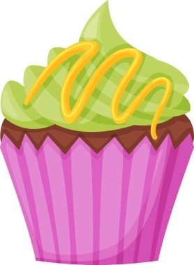 Çikolata soslu ve sarı çiselemeli fıstık kremalı kek, canlı pembe bir ambalajla övünüyor, tatminkar bir arzu için mükemmel bir ziyafet sunuyor.