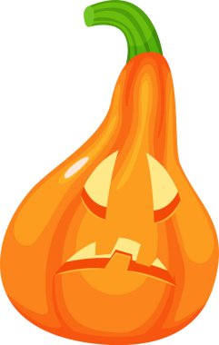 Hüzünlü bir yüz ve kıvrımlı yeşil bir gövdeye sahip oyulmuş balkabağı, Cadılar Bayramı parti dekorasyonlarını geliştirmek ve sonbahar kutlamaları için ürkütücü, şenlikli bir atmosfere katkıda bulunmak.