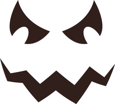 Kızgın üçgen gözler ve zik zag ağızlı ürkütücü Cadılar Bayramı balkabağı yüzü, olumsuz duygular taşıyor, çeşitli Cadılar Bayramı temalı projeler ve dekorasyonlar için ideal.