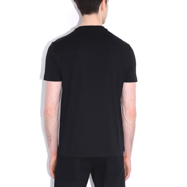 Odizolowany Czarny Shirt Widok Tyłu — Zdjęcie stockowe