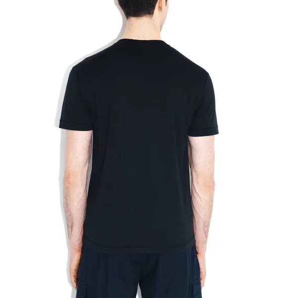 Odizolowany Czarny Shirt Widok Tyłu — Zdjęcie stockowe