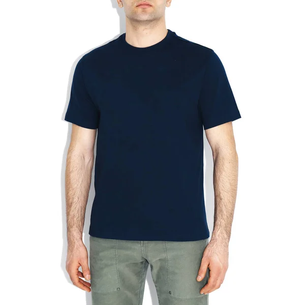 Geïsoleerde Zwarte Shirt Model Vooraanzicht — Stockfoto