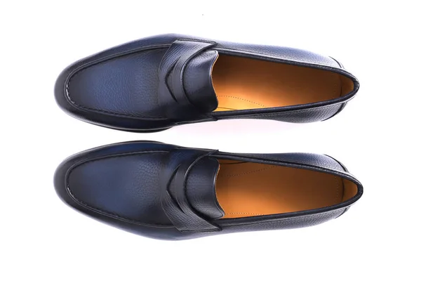 Luxo Bonito Homens Couro Casual Sapatos Isolados Fundo Branco — Fotografia de Stock